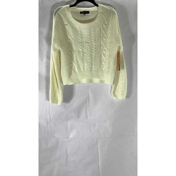 Almost Famous Sweaters - ALMOST FAMOUS Women’s Cream Cable Knit Crewneck Long Sleeve Sweater SZ L